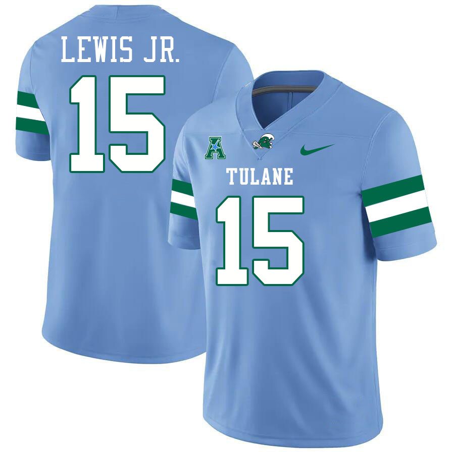 #15 Zycarl Lewis Jr. Tulane Green Wave Jersey College Football Uniforms,Apparels Stitched-Blue